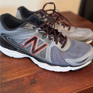 New Balance Gray and Red Athletic Sneakers